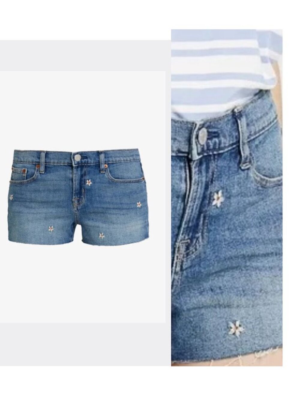 Gap - Mid-Rise 3" Floral Denim Shorts | Size 26 | Authentic Medium Blue